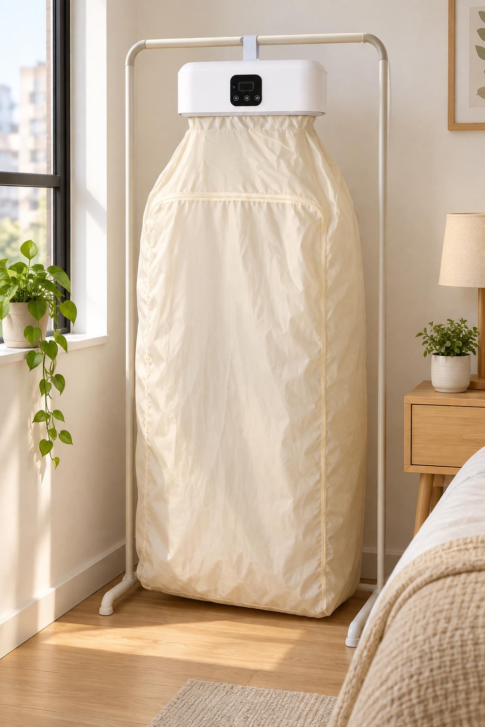 Secadora de ropa portátil TripleB en habitación pequeña